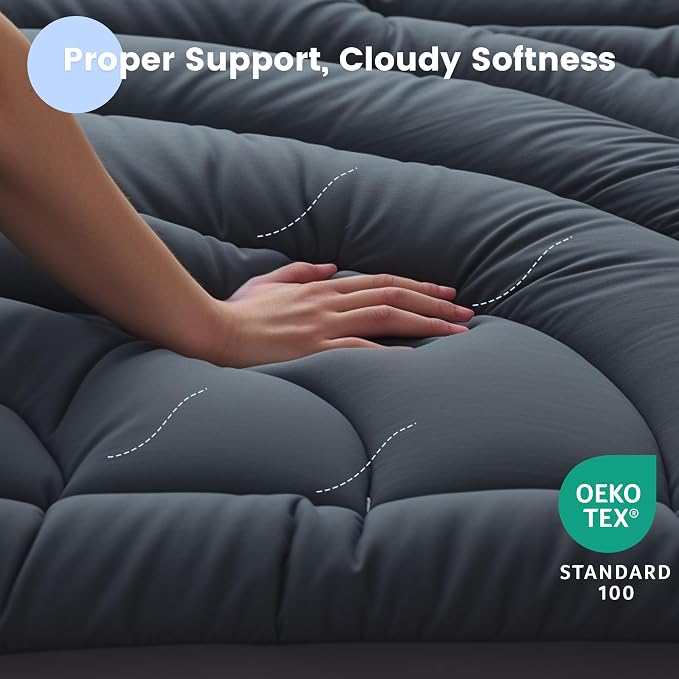 Waterproof Mattress Pad Twin XL, Quilted Fitted Twin XL Mattress Topper for College Dorm, Five-Layers Noiseless Mattress Protector Cover with 8"-21" Deep Pocket, Grey, 39x80