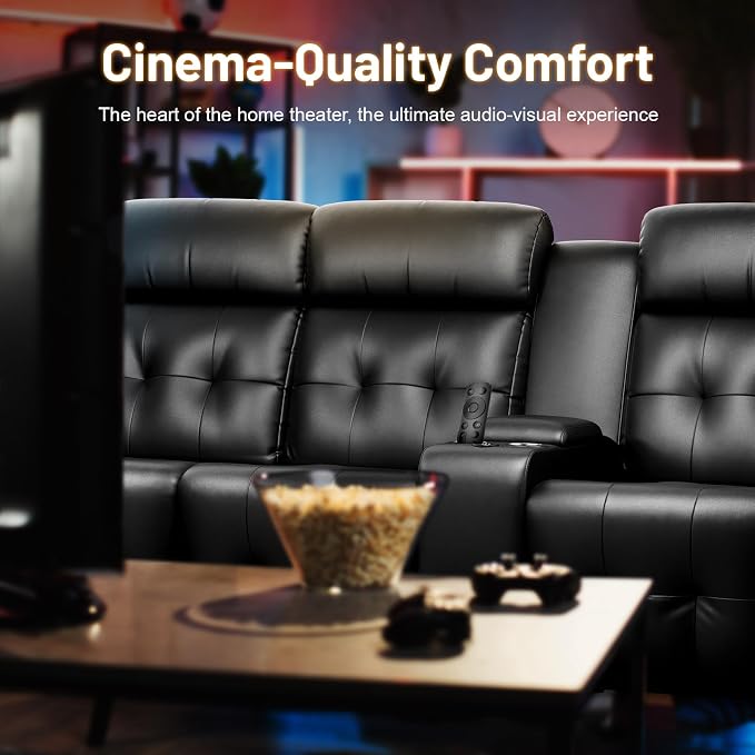 Recliner Sofa Set, Home Theater Seating with Massage, Loveseat Recliner Couch and Recliner Single Chair with USB, Wall Hugger Reclining Movie Theater Chair with Cup Holders, Drawer for Gaming Room