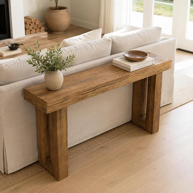 HOKYHOKY Reclaimed Solid Wood Console Table, 59" Long Farmhouse Entryway Table, Rectangular Couch Tables Behind Sofa, Accent Tables for Hallway, Entrance, Foyer, Living Room
