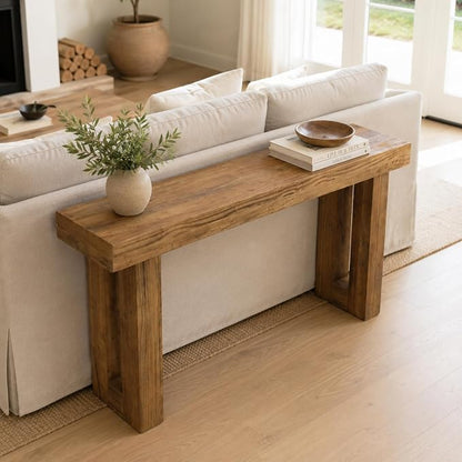 HOKYHOKY Reclaimed Solid Wood Console Table, 59" Long Farmhouse Entryway Table, Rectangular Couch Tables Behind Sofa, Accent Tables for Hallway, Entrance, Foyer, Living Room