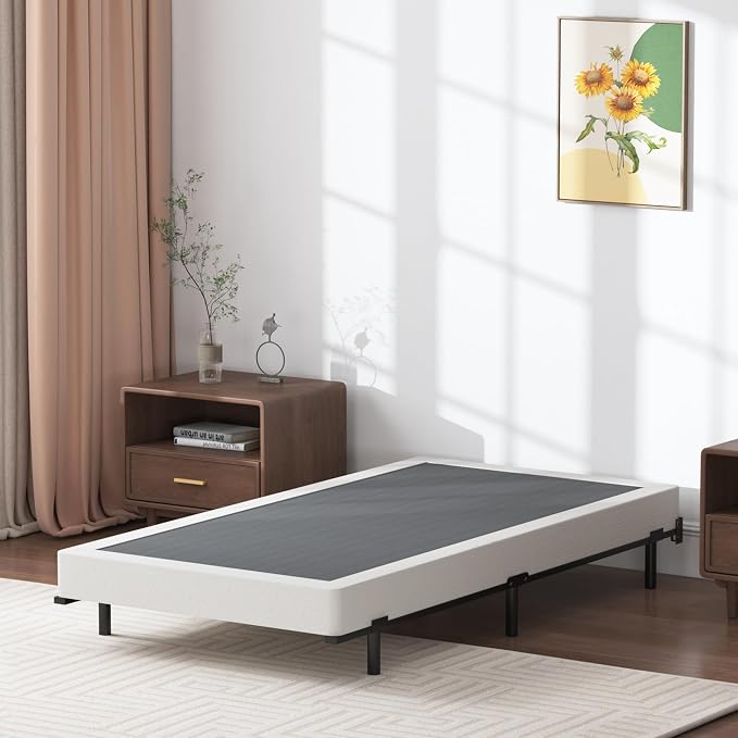 SHLAND Box Spring Twin - 3 Inch Heavy Duty Low Profile Metal Box Springs for Twin Bed, Mattress Foundation, Easy Assembly,Easy Clean Cover