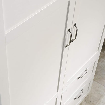 Sauder Select Multipurpose Bedroom Armoire Wardrobe Closet Pantry Storage Cabinet with Storage Drawers and Hanging Rail, in Soft White finish