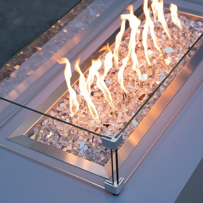 Stanbroil 10-Pound Fire Glass - 1/4 inch Reflective Tempered Fire Glass for Fireplace Fire Pit, Platinum Reflective