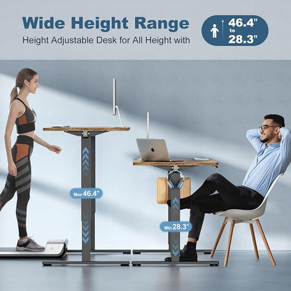 DUMOS 55 Inch Electric Standing Desk Height Adjustable, Sit to Stand Computer Workstations Large Work PC Table Home Office Writing Gaming Desks with Memory Presets for Walking Pad, Bedroom, Rustic