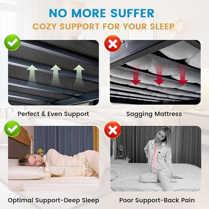 Bunkie Board King (76x80) 10mm H-Strength Rib Bed Boards for Under Mattress, Anti-Sag & Noise-Free Design, Heavy Duty Low Profile Anti-Slip Mattress Foundation for Platform Beds & Sofa Beds