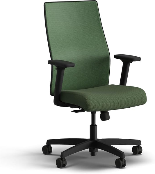 HON Ignition 2.0 Mid Back Task Chair, Spectrum Mesh, Standard Synchro-Tilt Control, Office Chair with Lumbar Support, Height and Width Adjustable Arms, Black Frame, Leaf