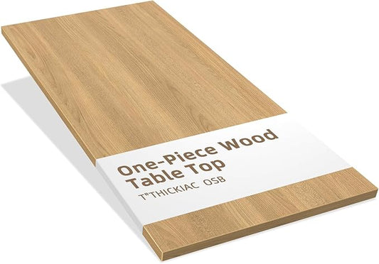 Universal 60 x 24 One-Piece Solid Wood Table Top, 1" Thick Desktop for Stand Up Height Adjustable Desk Frames, Home Office Tabletop, Countertop DIY, Elmwood