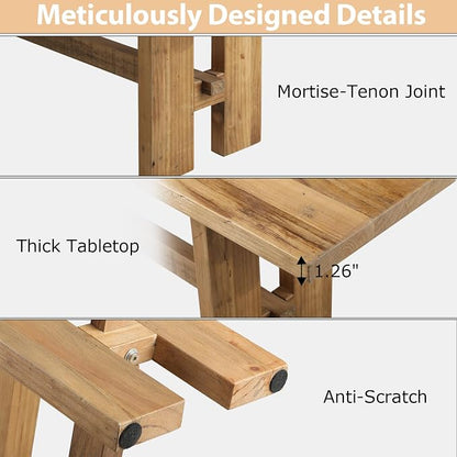 HOKYHOKY Reclaimed Solid Wood Bench, 43.3" Farmhouse Entryway Bench for Hallway, Kitchen, Dining, Bedroom, Narrow Indoor Bench with Rustic Charm