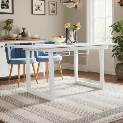 Extendable Dining Table for 4-8 People,70.86''Modern Space-Saving Kitchen Table with Metal Legs,Rectangle Folding Conference Meeting Table for Living Meeting Room Kitchen,White