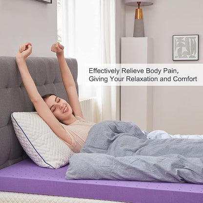 SINWEEK 3.8 Inch Gel Memory Foam Mattress Topper Ventilated Soft Pressure Relieve Mattress Pad, Breathable Bed Topper, CertiPUR-US Certified, Twin Size