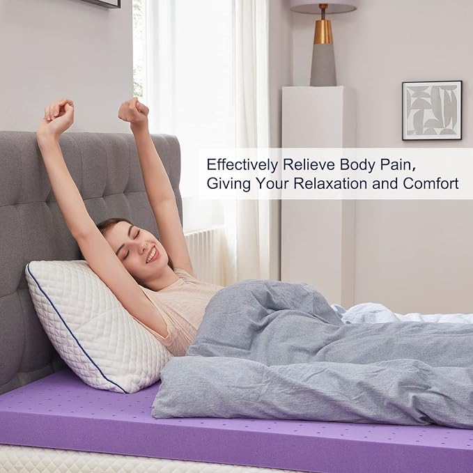 SINWEEK 3.8 Inch Gel Memory Foam Mattress Topper Ventilated Soft Pressure Relieve Mattress Pad, Breathable Bed Topper, CertiPUR-US Certified, Full Size
