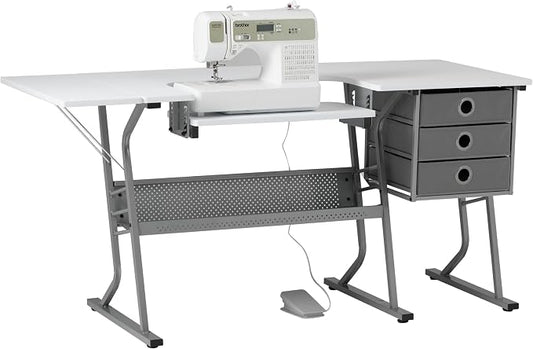 Studio Designs Eclipse Ultra Sewing Machine Craft Table Cabinet, Grey/White