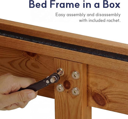 LIFEMENT Queen Bed Frame Classic Wood Platform, Noise Free, Under Bed Storage, No Box Spring Needed, Easy Assembly, New Walnut