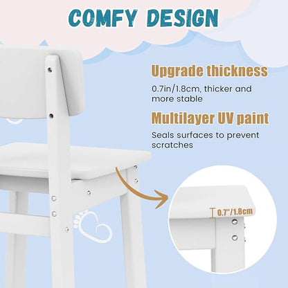 Costaelm Outdoor Kids Dining Chair Set of 2,Step Stool Toddler Chair, White