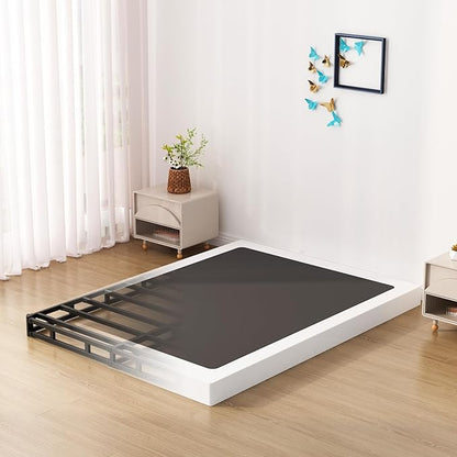 Upcanso King Box Spring Bed Base 4 inch, Low Profile Metal Box Spring King with Fabric Cover, 3000 Lbs Max Weight Capacity Mattress Foundation, Noise-Free, Easy Assembly