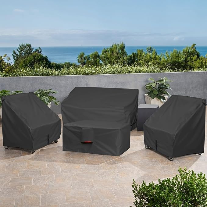 Porch Shield Patio Fire Pit Cover - Waterproof 600D Outdoor Rectangular Fire Table Cover Deck Box Protector - 52 x 34 inch, Black