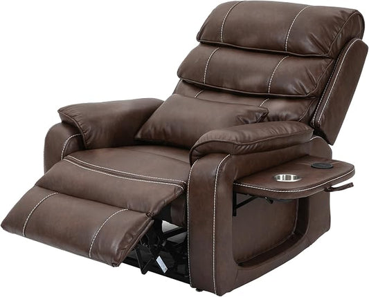 JIKFRIMA Power Lift Recliner Chair for Adults Elderly Senior | Lay flat Lift Recliner with Foldable Tray Table,Massage and Heating,Wireless Charging USB Ports,Faux Leather