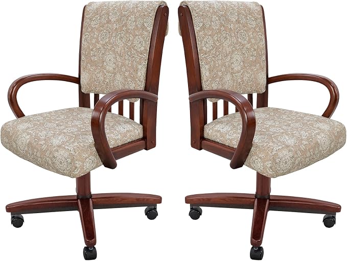 Chromcraft Set of 2 Chairs, Chairs with Soft Wheels for Kitchen Room