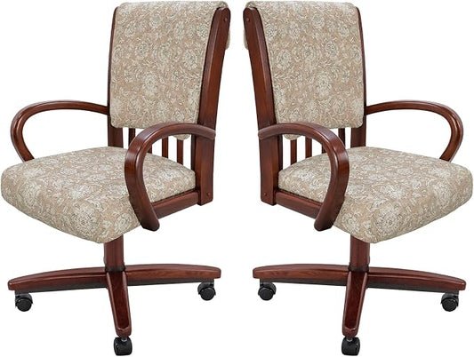 Chromcraft Set of 2 Chairs, Chairs with Soft Wheels for Kitchen Room