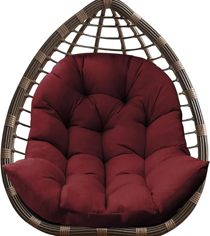 DANGHOOGY Egg Chair Cushion, Waterproof Outdoor Egg Replacement Cushions, Patio Chair Cushions for Outdoor Funiture, Thickened Hanging Chair Cushion, 35x47x7 Inches (Red)