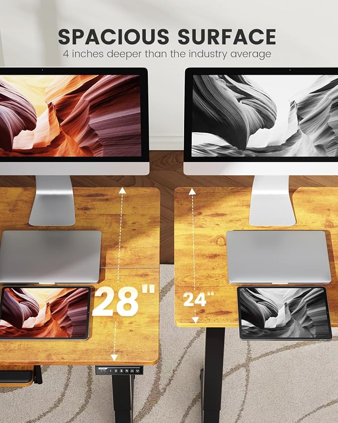 ErGear Electric Standing Desk with Keyboard Tray, 55x28 Inches Adjustable Height Sit Stand Up Desk, Home Office Desk Computer Workstation,Vintage Brown