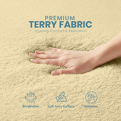 Full Size Mattress Protector Waterproof, Premium 200 GSM Terry Mattress Cover, Soft & Breathable Bed Cover, Fitted Sheet Style Stretchable Deep Pockets 15" by Utopia Bedding (Beige)
