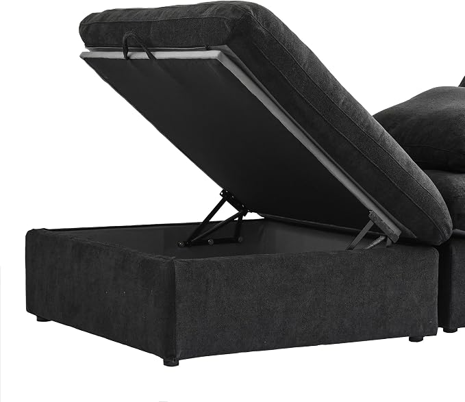 Cloud Modular Sectional Sofa Couch,80.3" L Shaped Convertible Couches with Storage Ottoman for Living Room,Minimalist Deep Sofa Couches,Sofa Covers Washable&Replaceable(Black)