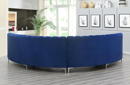 Legend Vansen Semicircle Modular Curved Velvet Sectional Sofa,141.34”Oversized Arc Sofa,Modern Cloud-Like Deep Seat Couch for Living Room Apartment Office Conference Space (1, Blue)
