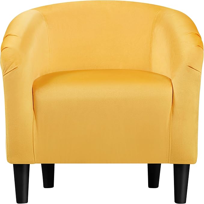 Topeakmart Accent Chair, Club Arm Chair with Velvet Upholstery and Sturdy Legs for Bedroom/Living Room/Home Bar, Yellow