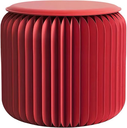 NOONTIDE Folding Stool - 12Inch Home Furniture 660lb Load Capacity Foldable Paper Stool Eco-Friendly Kraft Paper Honeycomb Design,Foldable to 1.2",Brown Modern Minimalist Stool for Living Room(Red)