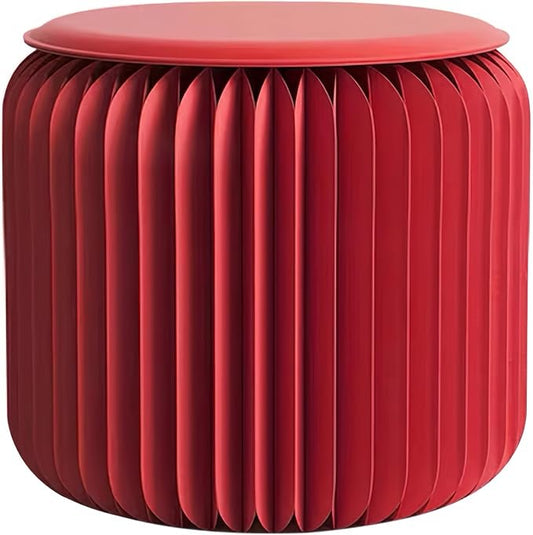 NOONTIDE Folding Stool - 12Inch Home Furniture 660lb Load Capacity Foldable Paper Stool Eco-Friendly Kraft Paper Honeycomb Design,Foldable to 1.2",Brown Modern Minimalist Stool for Living Room(Red)