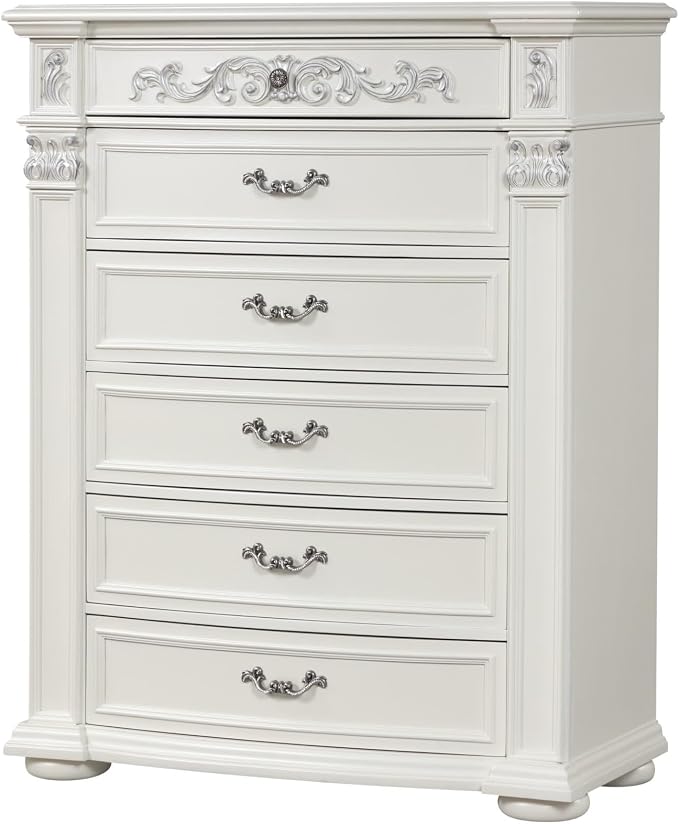 First of a Kind Platinum White King 5 Piece Bedroom Set