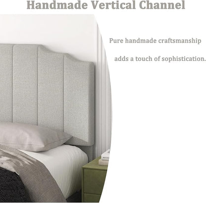 Befurtori King Size Headboard Only, Linen Wall Mounted Headboard King for Adjustable Bed Modern Upholstered Head Board Easy Assembly, Linen Gray