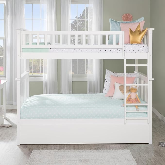 AFI, Columbia Ladder Bunk Bed Twin Over Twin with Twin Trundle, White
