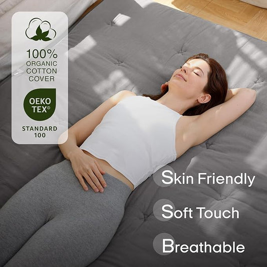 ZonLi Japanese Floor Futon Mattress Full Size 75"x 54", 100% Cotton Cover 2.5'' Thicken Tatami Mattress, Foldable Sleeping Pad, Portable Dormitory Tatami Mat (Grey)