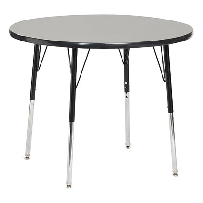 Norwood Commercial Furniture Adjustable Height Classroom Activity Table for Kids & Adults, Round Activity Table for School and Home, 30" L x 30" W x 30" H, Gray