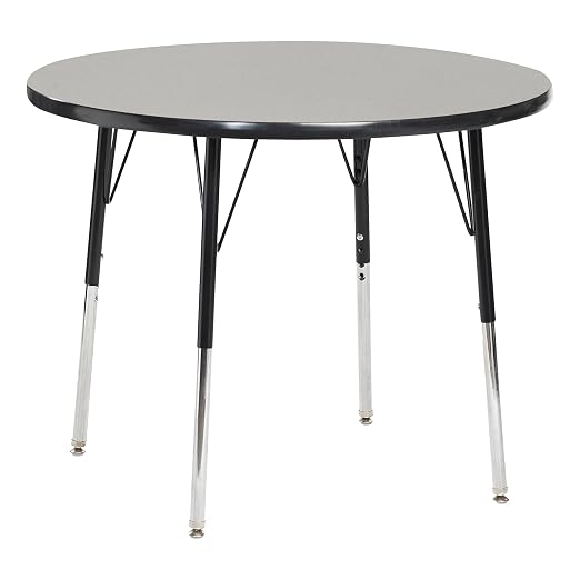 Norwood Commercial Furniture Adjustable Height Classroom Activity Table for Kids & Adults, Round Activity Table for School and Home, 30" L x 30" W x 30" H, Gray