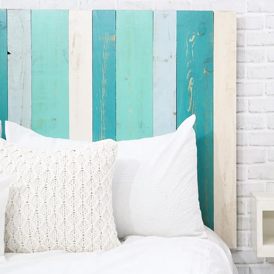 Barn Walls Serenity Mix Signature Design, Multicolored Solid Wood Headboard, Floating Panels, Wall Mount, Adjustable Height, Easy Assembly Queen Size