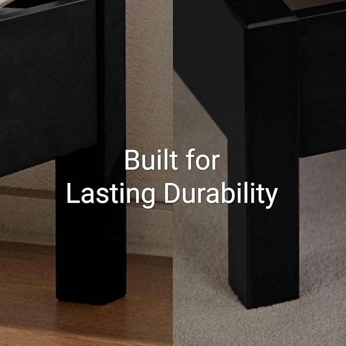 LIFEMENT Twin Bed Frame Signature Wood Platform, Noise Free, Under Bed Storage, No Box Spring Needed, Easy Assembly, Black