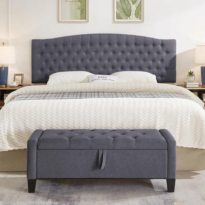 24KF Upholstered Tufted Button Linen Wall Mounted Headboard,Comfortable Fashional Headboard King/CA King Size, 6055-K-Dark Gray