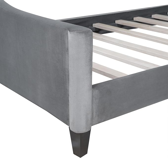 Ball & Cast Twin Size Daybed,Velvet Upholstered Day Bed Frame with Button Tufted Backrest,Modern Sofa Bed for Living Room, Bedroom,Guest Room,No Box Spring Needed,Gray