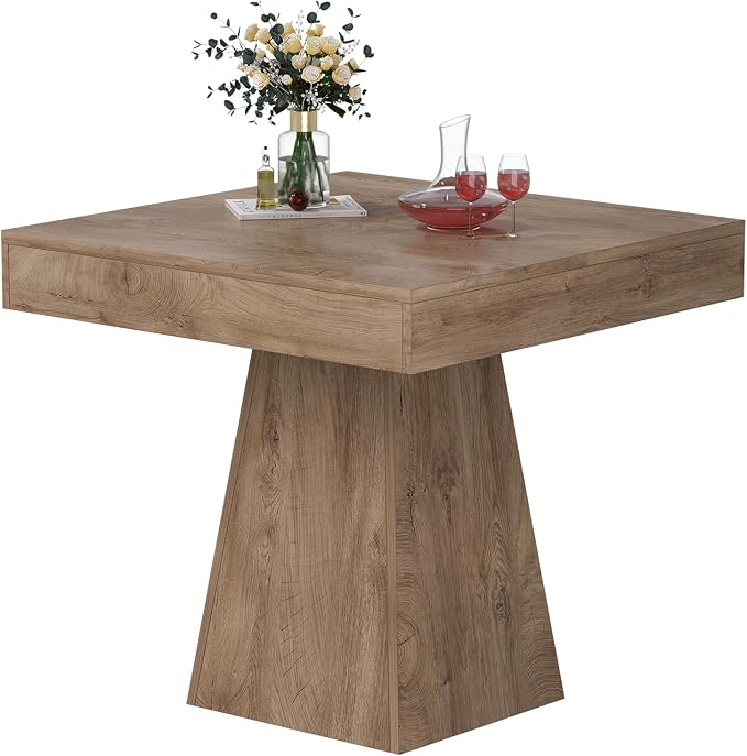Small Dining Table, 31.5-inch Dinner Table for 2-4 People, Square Kitchen Table with Load-Bearing Trapezoidal Base, for Home, Dining Room, Small Space, Brown