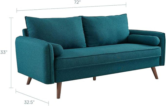 Modway Revive Contemporary Modern Fabric Upholstered Sofa In Teal