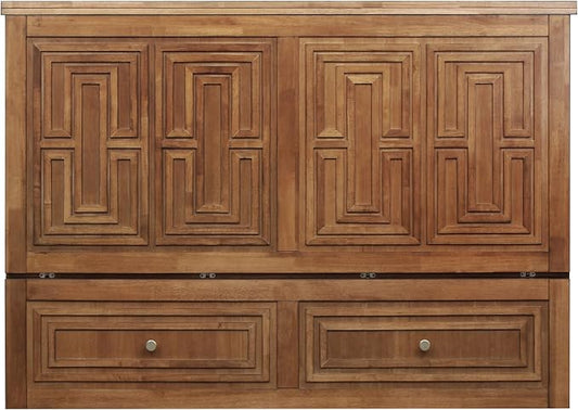 Mega Solutions Murphybedz Pompei Murphy Cabinet Chest Bed with Charging Station 8 Inch (Honey Oak, Queen)