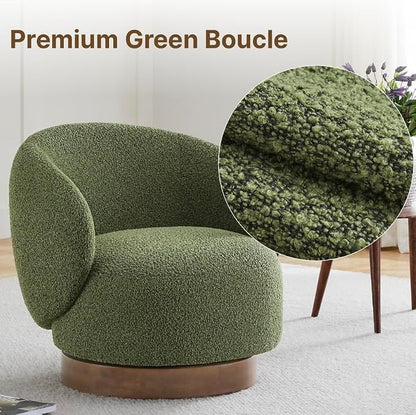 KISLOT Swivel Accent Chair Round Barrel Armchair Upholstered Performance Fabric for Living Room Bedroom Waitingroom,2 Box,Moss Green
