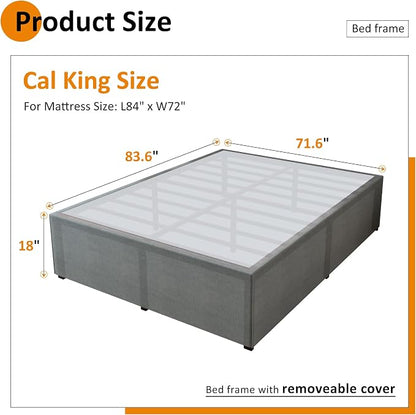 Maenizi California King Bed Frames with Fabric Cover, 18 Inch Heavy Duty Metal Platform Support Up to 3000 lbs with Steel Slat, No Box Spring Needed, Easy Assembly, Noise Free, Black