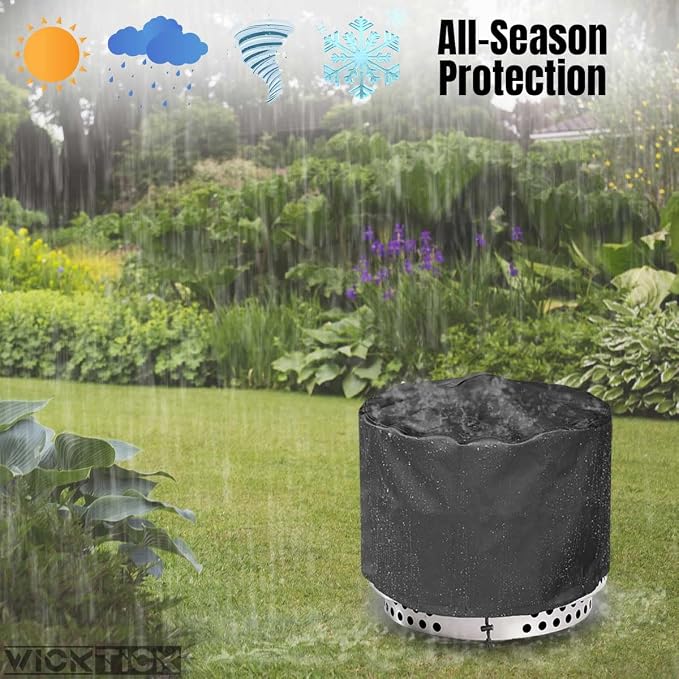 WICKTICK 21 Inch Round Fire Pit Cover for Solo Stove Bonfire 2.0, 600D Heavy Duty Waterproof Firepit Accessories for Outdoor Camping, All-Weather Resistant