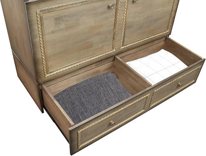 Mega Solutions Venetian Murphy Cabinet Bed with Deepest Storage Drawer On The Market and USB Charging Station 6 inch (Latte, Queen)