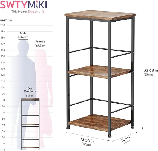 SWTYMIKI Coffee Bar Cabinet for Home - 3-Tier Sturdy Farmhouse Coffee Stand Station Multi-Purpose Buffet Sideboard - Kitchen Bar Table for Living Room, Corner, Small Space, Espresso