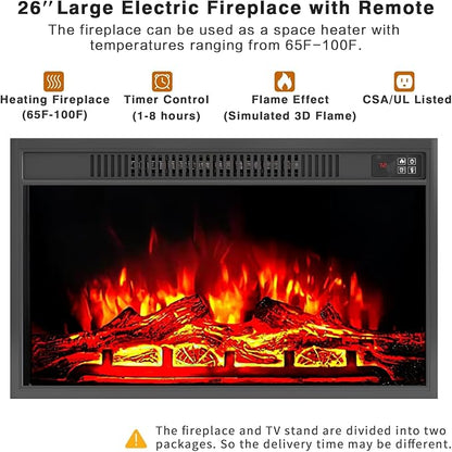 YESHOMY Fireplace TV Stand for Television up to 65+ Inch with Storage and Farmhouse Sliding Barn Doors, Entertainment Center with Cabinet and Shelves, Media Console for Living Room, Dark Brown